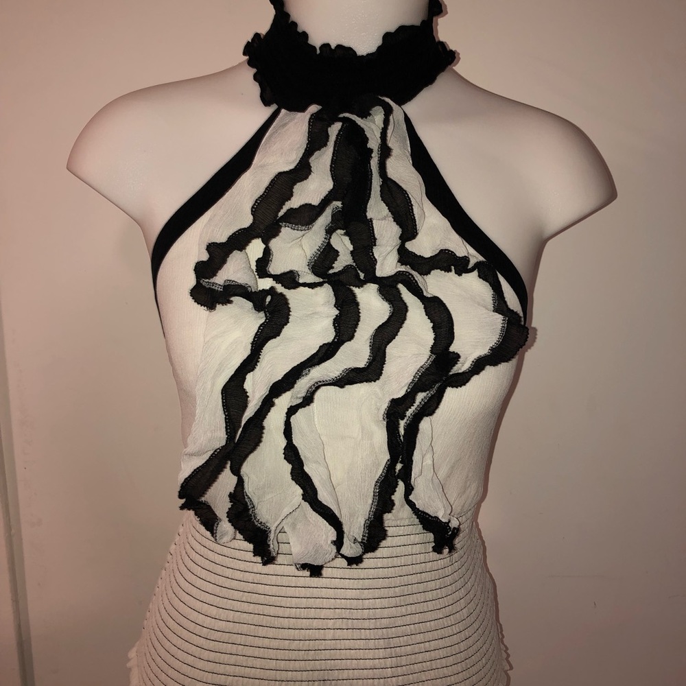 Bebe Silk Halter Top S